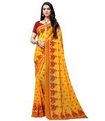 Red printed georgette saree with blouse