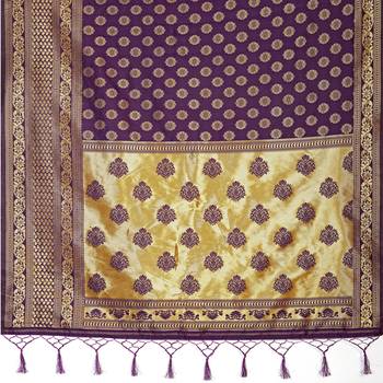 Purple printed silk blend saree with blouse 8