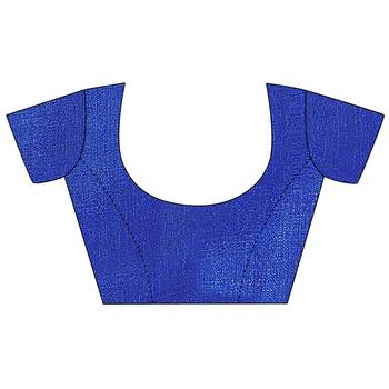 Blue printed cotton saree with blouse 5