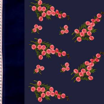 Blue printed net saree with blouse 5