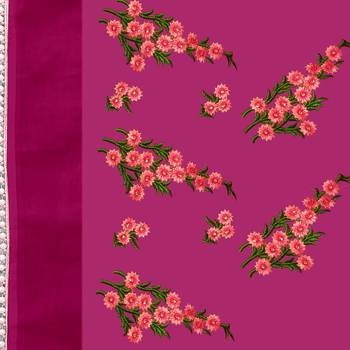 pink printed net saree with blouse 6