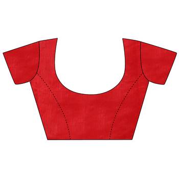 Red printed net saree with blouse 5