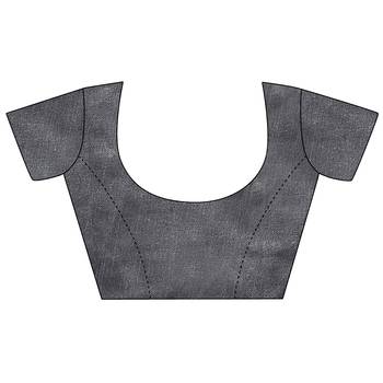 Grey printed net saree with blouse 5