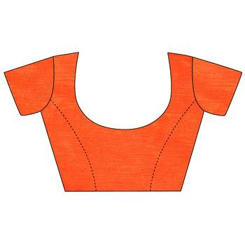 Orange printed net saree with blouse 5