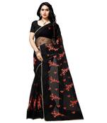 Black printed net saree with blouse