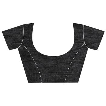 Black printed net saree with blouse 5