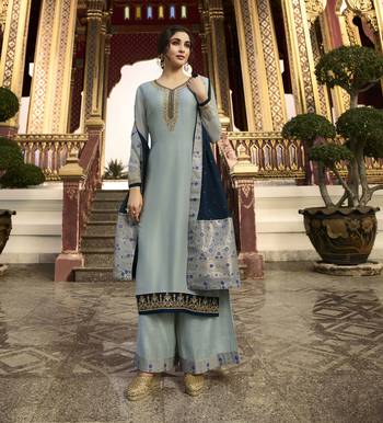 Grey Embroidered Georgette Salwar 1