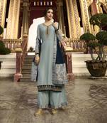 Grey Embroidered Georgette Salwar
