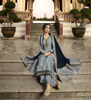 Grey Embroidered Georgette Salwar 2