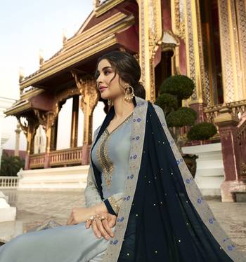 Grey Embroidered Georgette Salwar 3