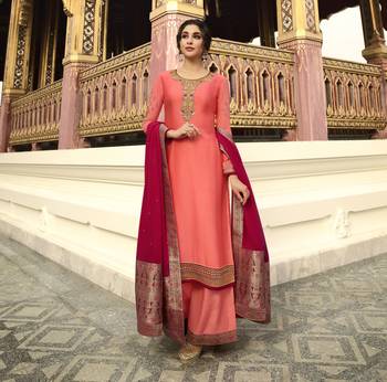 Dark Peach Embroidered Georgette Salwar 1