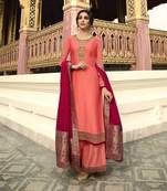 Dark Peach Embroidered Georgette Salwar