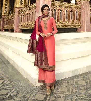 Dark Peach Embroidered Georgette Salwar 2
