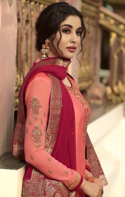 Dark Peach Embroidered Georgette Salwar 4