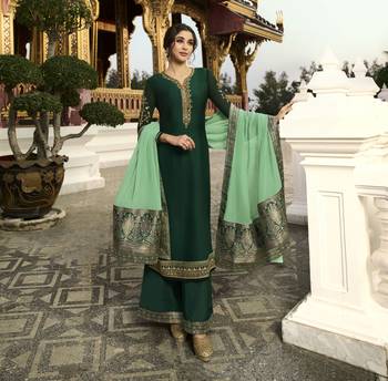 Dark Green Embroidered Georgette Salwar 1