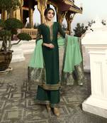Dark Green Embroidered Georgette Salwar