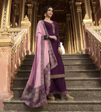 Dark-Purple Embroidered Georgette Salwar 1