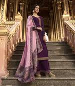 Dark-Purple Embroidered Georgette Salwar