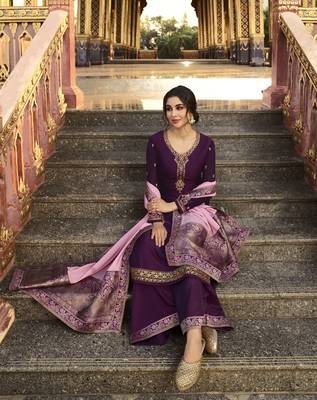 Dark-Purple Embroidered Georgette Salwar 2
