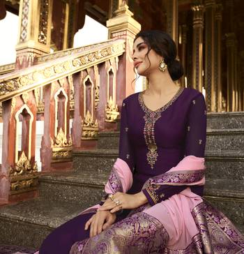Dark-Purple Embroidered Georgette Salwar 4