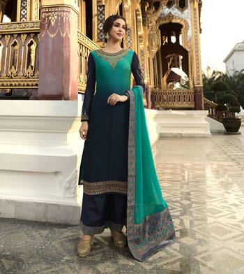 Turquoise Embroidered Georgette Salwar 1