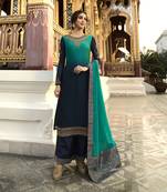Turquoise Embroidered Georgette Salwar