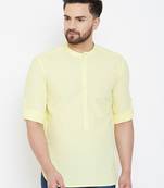 Yellow plain pure cotton men-kurtas