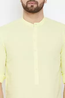 Yellow plain pure cotton men-kurtas