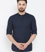 Blue plain pure cotton men-kurtas