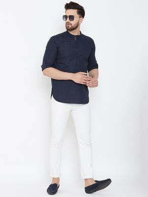 Blue plain pure cotton men-kurtas 2