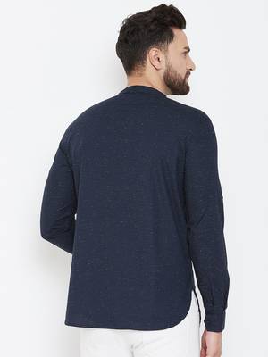 Blue plain pure cotton men-kurtas 3