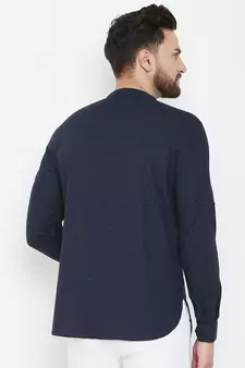 Blue plain pure cotton men-kurtas