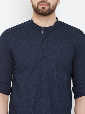 Blue plain pure cotton men-kurtas 5
