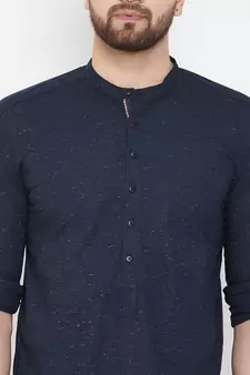 Blue plain pure cotton men-kurtas