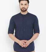 Blue plain pure cotton men-kurtas