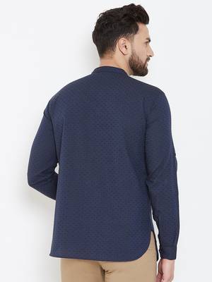Blue plain pure cotton men-kurtas 3