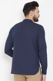 Blue plain pure cotton men-kurtas