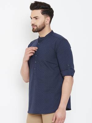 Blue plain pure cotton men-kurtas 4