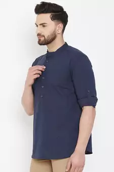 Blue plain pure cotton men-kurtas