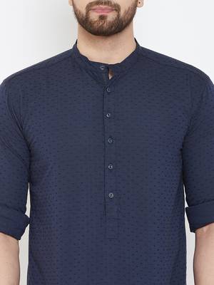 Blue plain pure cotton men-kurtas 5
