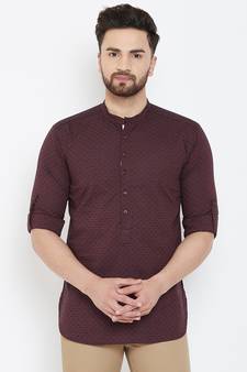 Brown plain pure cotton men-kurtas