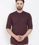 Brown plain pure cotton men-kurtas
