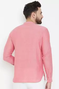 Pink plain pure cotton men-kurtas
