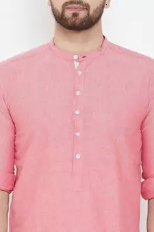 Pink plain pure cotton men-kurtas