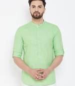 Green plain pure cotton men-kurtas