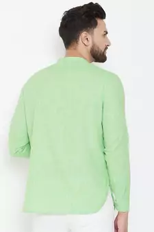 Green plain pure cotton men-kurtas