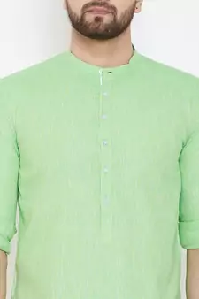Green plain pure cotton men-kurtas