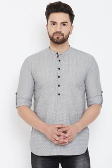 Grey plain pure cotton men-kurtas