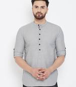 Grey plain pure cotton men-kurtas