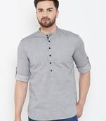 Grey plain pure cotton men-kurtas